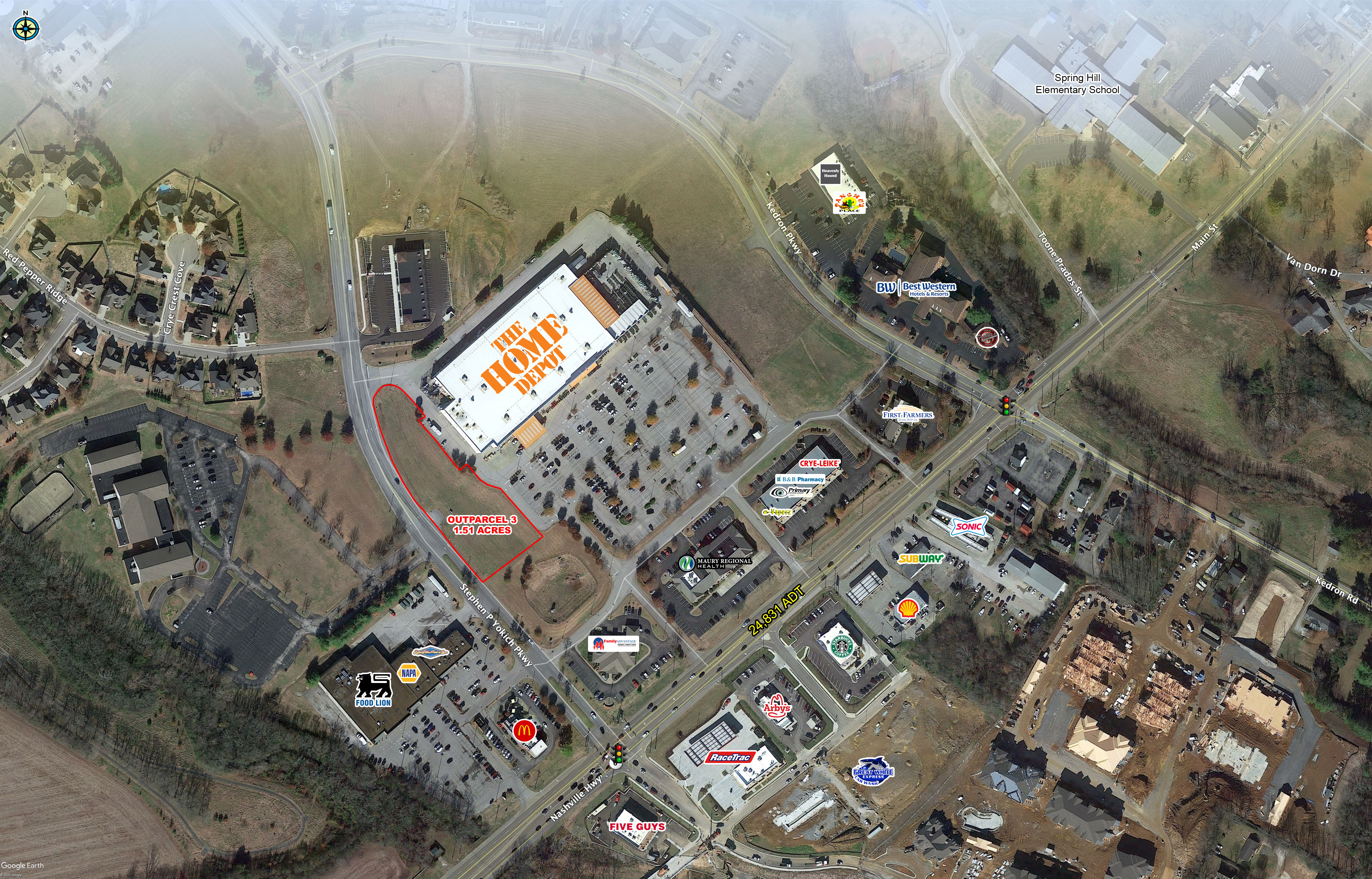 5411 columbia pike land parcels in springhill, tn