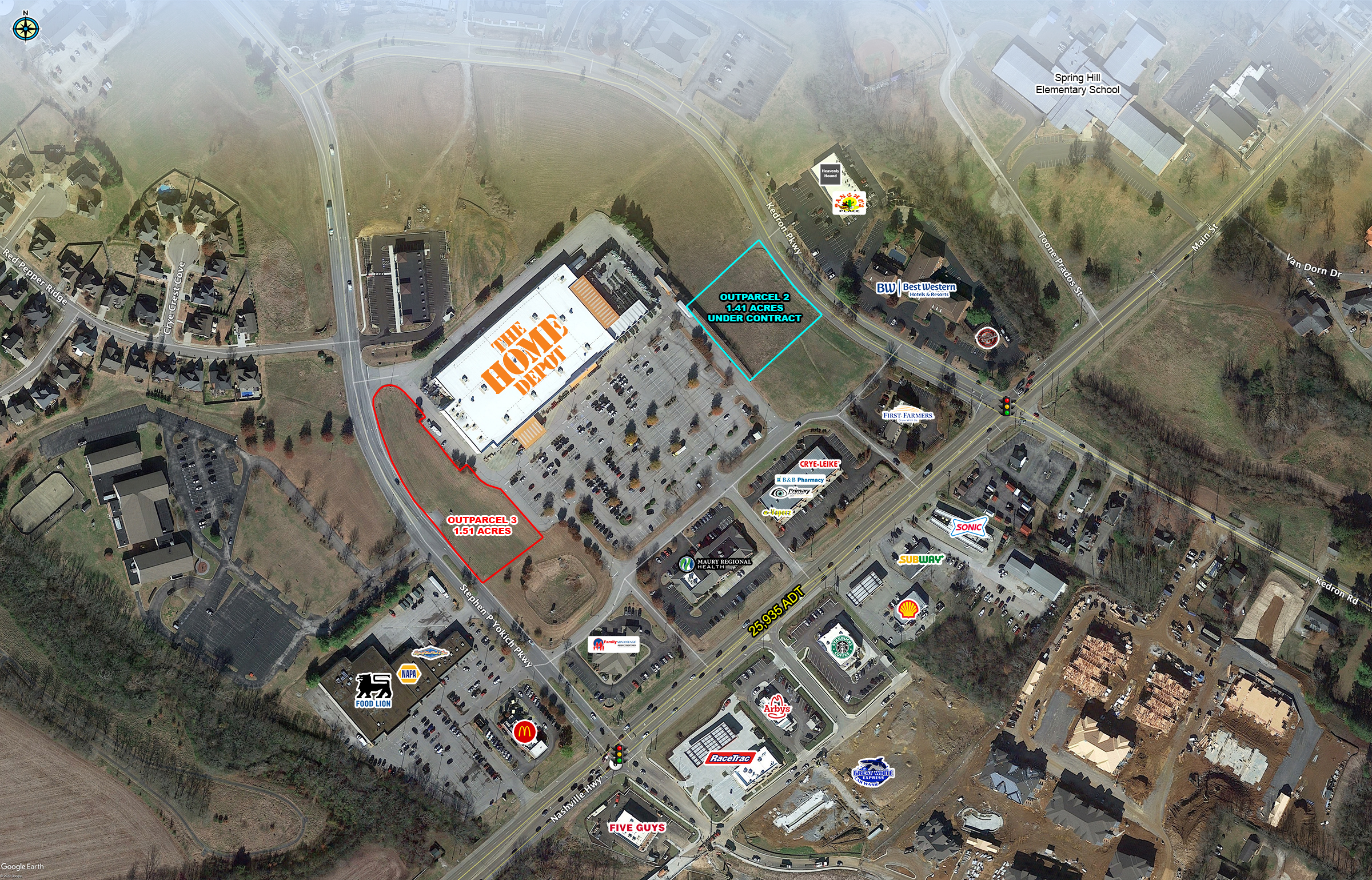 5411 columbia pike land parcels in springhill, tn